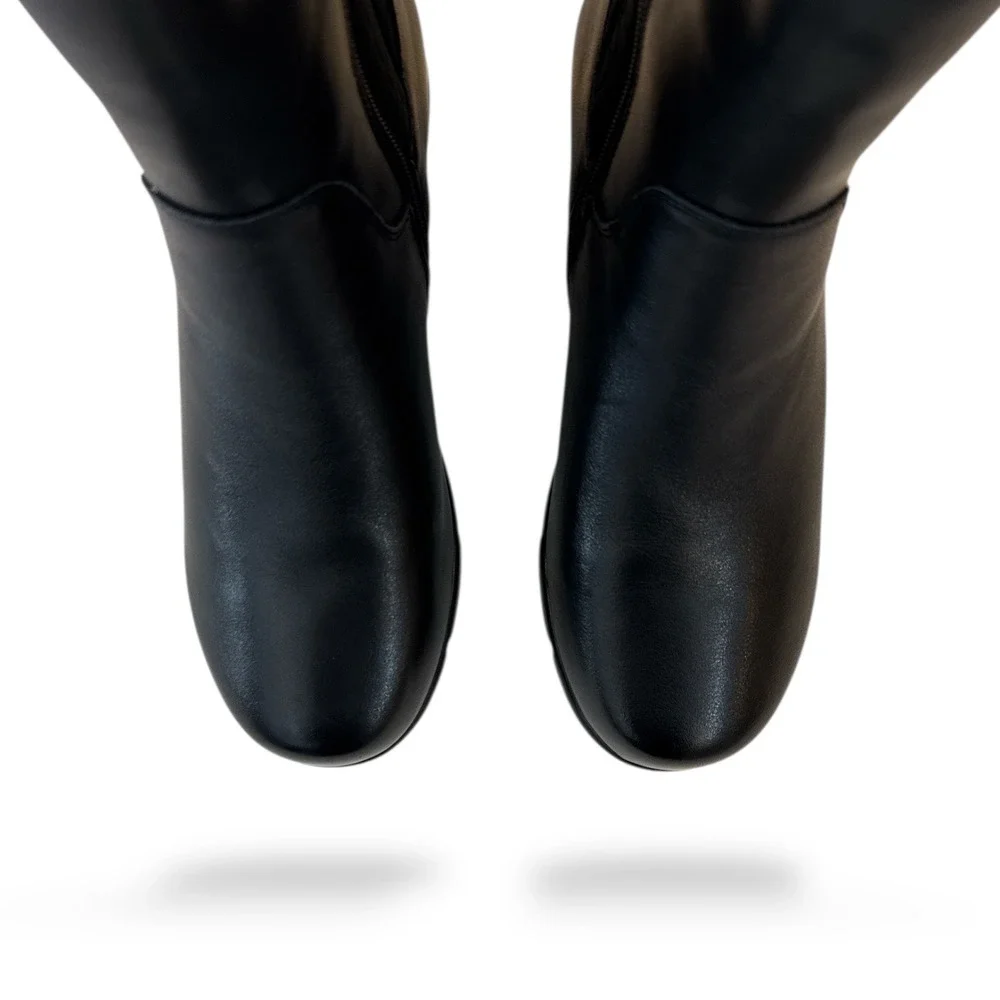 Propét Women's Black Knee High Boots‎ WFX195L Sz 7.5 Stretch Calf Extra Wide NIB